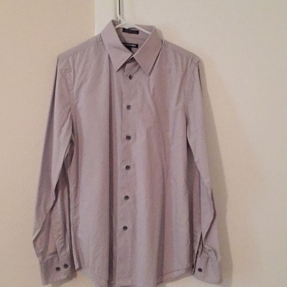 Express Gray Long Sleeve Button Down Shirt